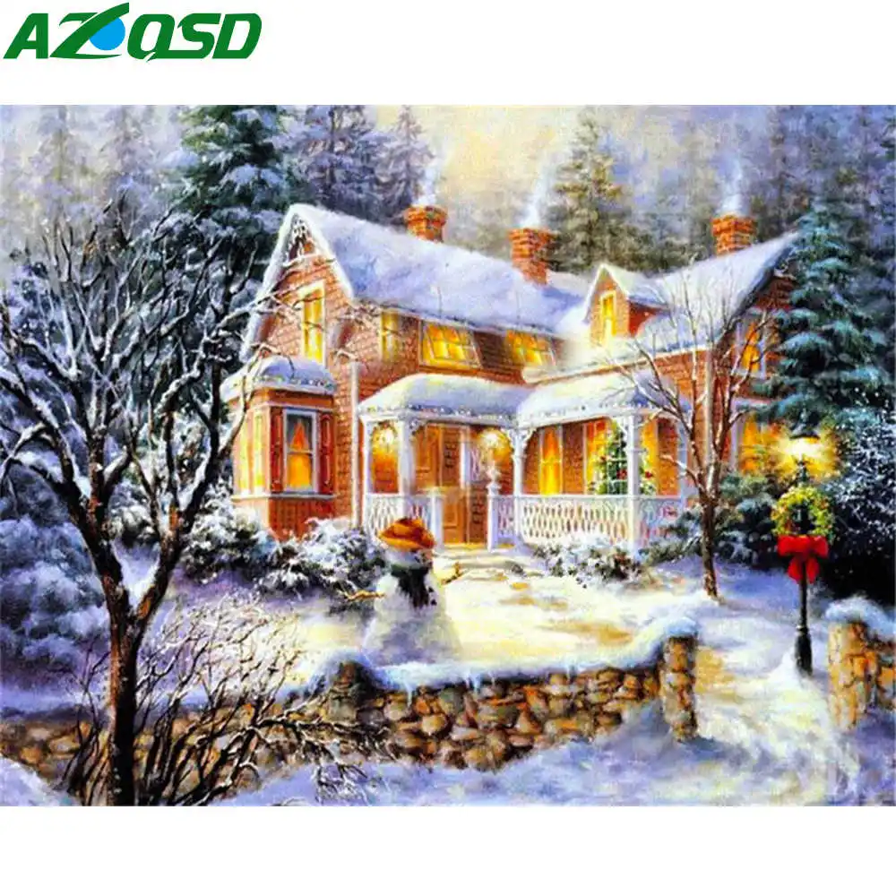 

AZQSD Алмазная картина дом полностью квадратные Стразы 5d Diy Алмазная вышивка Снежная мозаика ручной работы подарок наборы крестиков