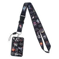 lx648 outer space astronauts lanyard neck strap rope for mobile cell phone id card badge holder with keychain keyring
