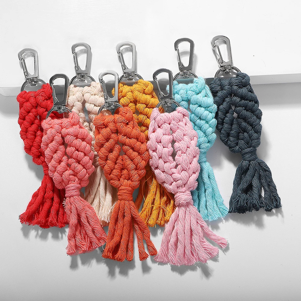 Лучшая Женская тканая симпатичная цепочка для ключей подарки женщин бохо ручная