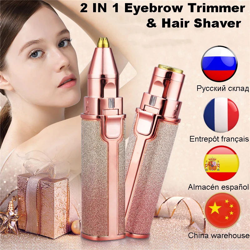 

Eyebrow Trimmer Dual Cutter Head Makeup Facial Bikini Underarm Body Hair Remover Painless Shaver Razors For Women