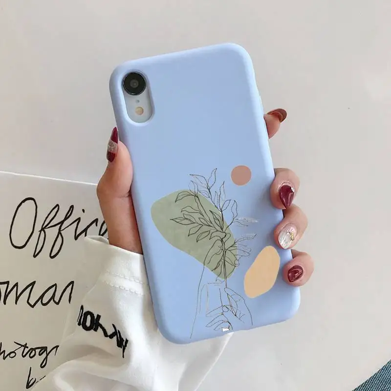 

Flower art Phone Case Liquid Silicone Phone Case for iPhone 11 Pro Max XR XS X Soft Candy Cover for iPhone 6 6S 7 8 Plus Cases