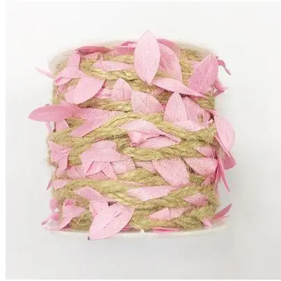 pink 10 м/рулон зеленых листьев из мешковины, рулон ленты из натуральной мешковины, hessian джутовая веревка, подвесное украшение, аксессуары для рукоделия - Цвет: pink