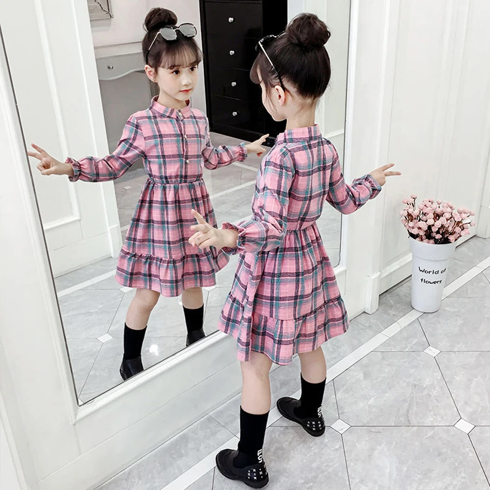 

Girls Dress Casual Plaid Girls Dress Spring Autumn Dresses Children Long Sleeve Teenage Clothes For Girl clothes 6 8 10 12 13