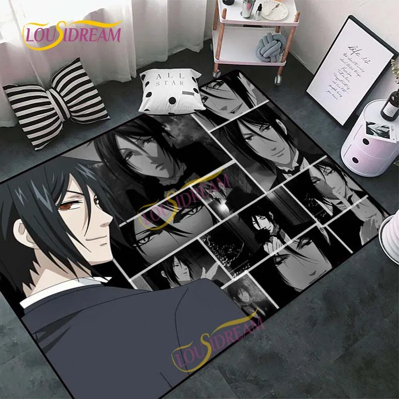 Ковер квадратный с анимационным рисунком "Черный Дворецкий" для спальни и гостиной, ковры и коврики для пола для детской комнаты и декора дома.