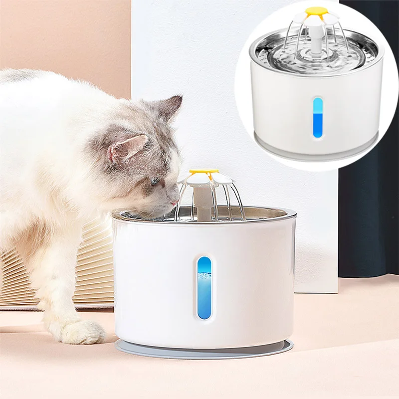 

2.4L Automatic Pet Cat Water Fountain With LED Electric Mute Water Feeder USB Drinker Bowl Pet Dog Drinking Fountain Dispenser