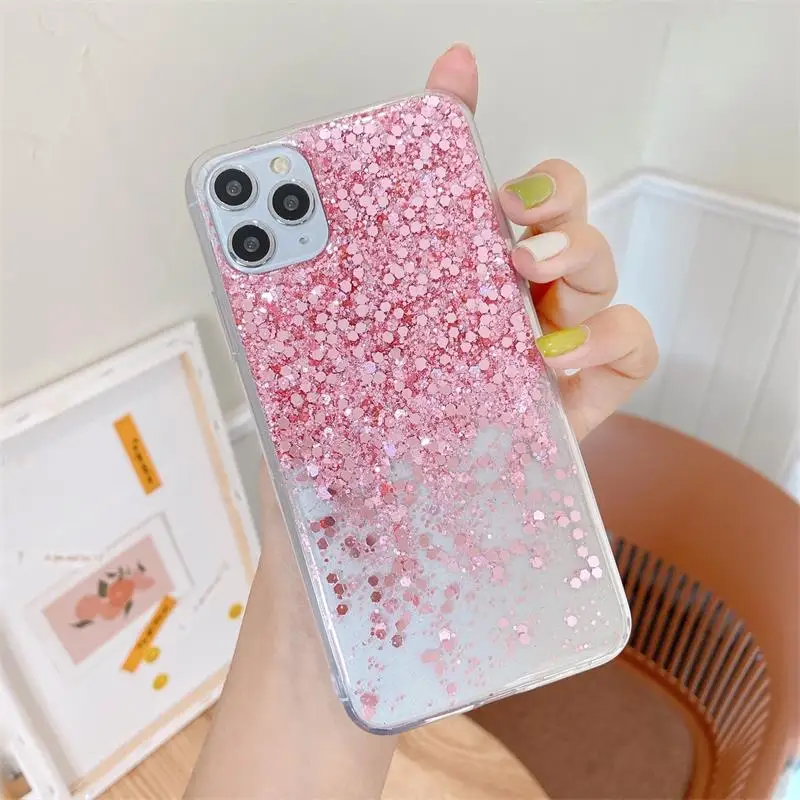 

Luxury Glitter Sequins Phone Case For Samsung Galaxy S20 S10 S9 S8 S11 S11E Ultra Plus Note 9 8 10 Pro Transparent Soft Cover