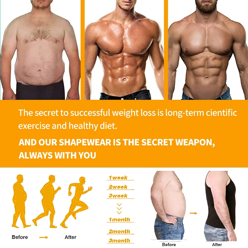

Compression Shirts for Men Shapewear Slimming Body Shaper Waist Trainer Vest Workout Tank Tops Abdomen Undershirts