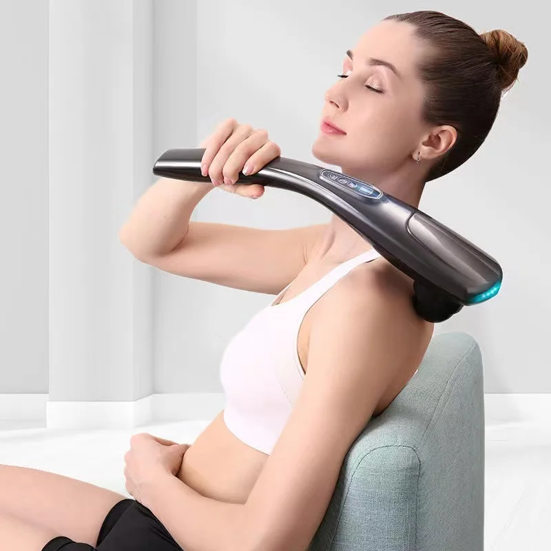 

New Handheld Back Massager, 6 Interchangeable Nodes, 6 Speeds & 6 Modes, Cordless Massager Deep Tissue Massage for Back Muscle