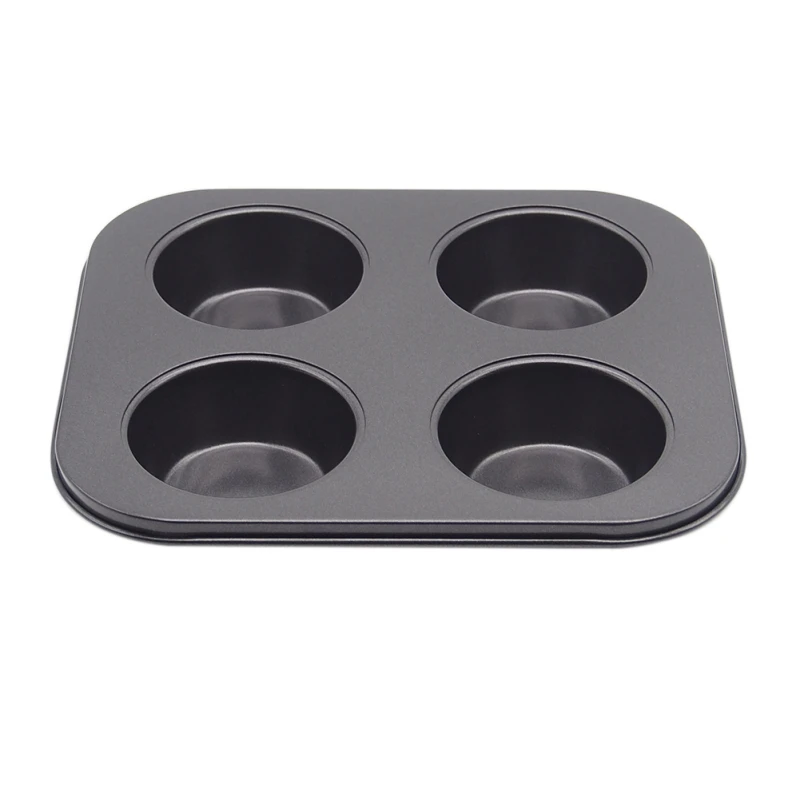 

4 Grid Mold Egg Tart Mold Home Kitchen DIY Handmade Baking Tools Carbon Steel Muffin Pan Cupcake Baking Round Pan