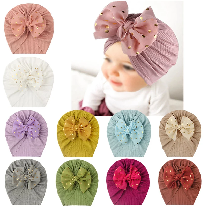 

Free Shipping Big Dot Bowknot Baby Hat Soft Baby Girls Hat Bonnet Spring Infant Toddler Turban Cap Beanie Kids Hat