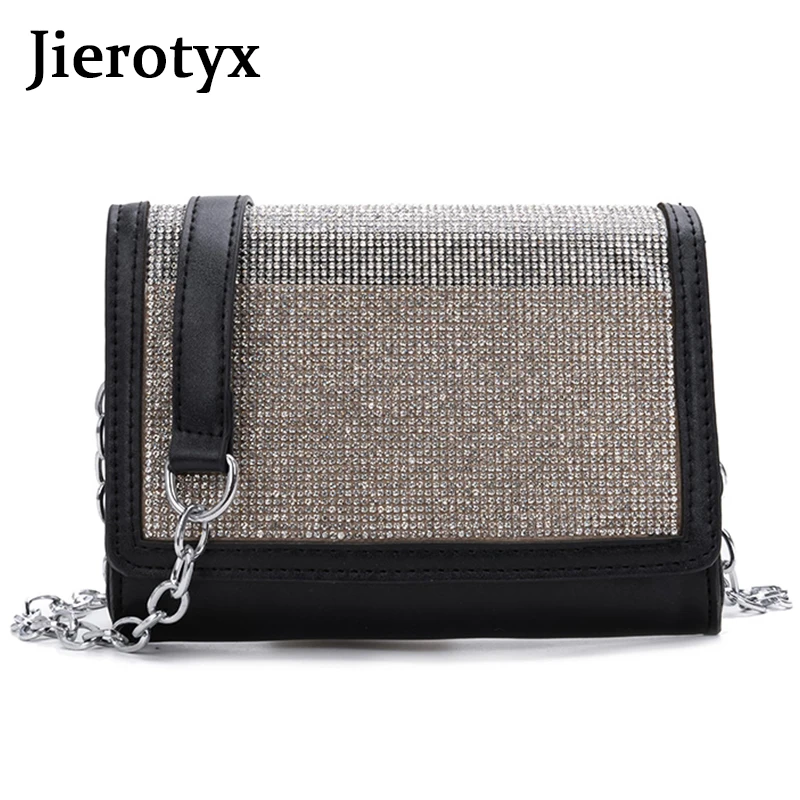 JIEROTYX Черный Серебряный Роскошный Бриллиантовый Модный женский мини кошелек на