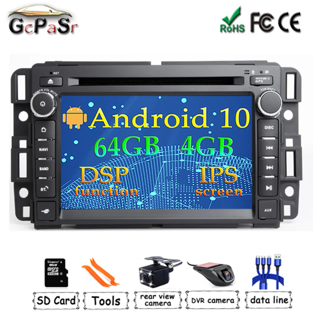 4 ГБ DSP 1Din GPS Радио Android 10 автомобильный DVD-плеер для GMC Sierra Yukon Denali дефекa Savana Chevrolet