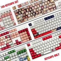 108key pbt ahegao keycaps dye sublimation hot swappable oem profile for cherry mx gateron kailh switch mechanical keyboard