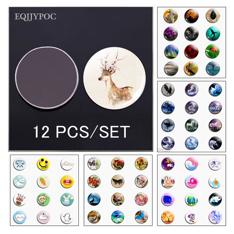 Магниты для холодильника в стиле Харадзюку с животными 25 мм стеклянные магнитные