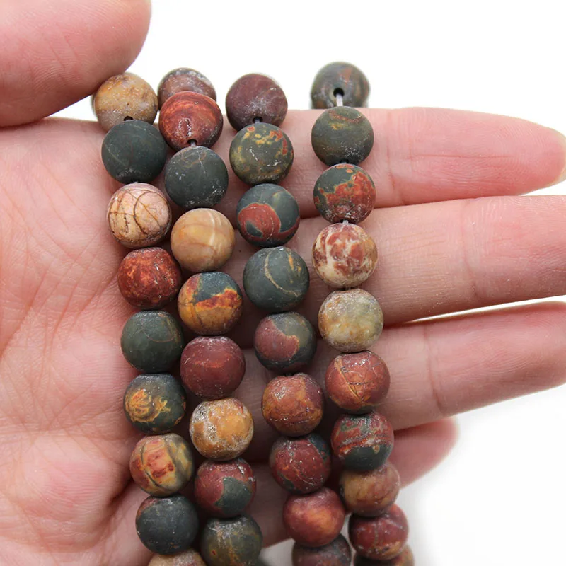 

Nature Matte Red Picasso Jaspers Loose Stone Beads for Jewelry Making DIY Bracelet Necklace Pick Size 15'' Strand 4/6/8/10/12mm