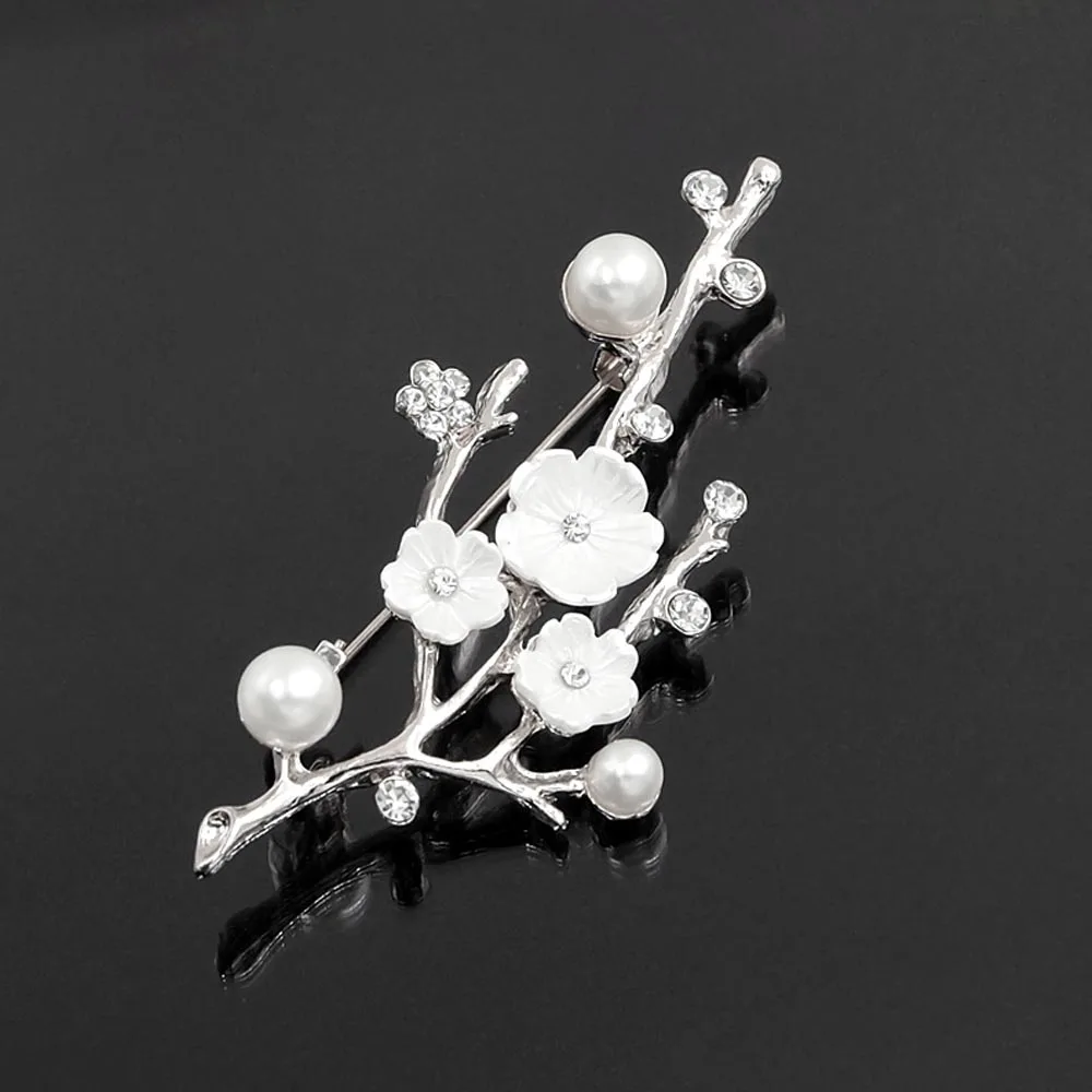 

Shells Brooch Pins For Women Men Fashion Metal Colorful Brooches Banquet Party Wedding Plum Blossom Rhinestone Brooch Gifts
