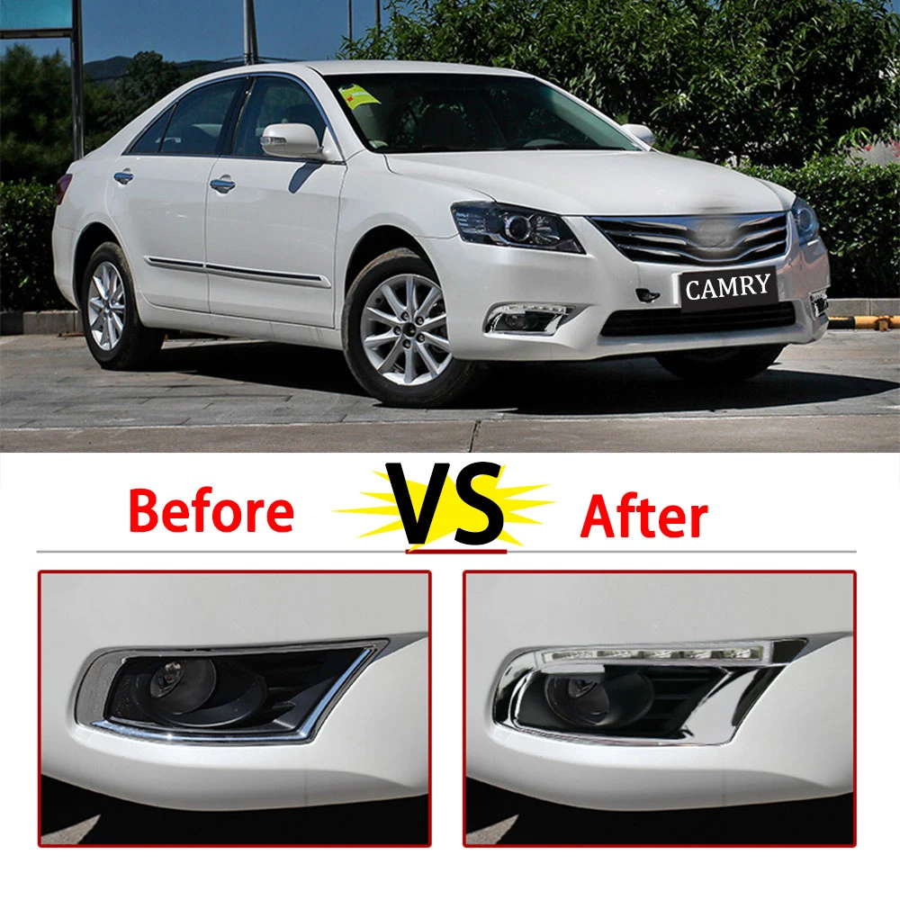 

2 pieces Car LED Daytime Running Lights White Yellow Blue styles DRL LED Day Light for Camry 2009 2010 2011 Fog Lamp Covers Hole