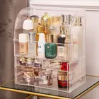 Новый модный органайзер для макияжа с крышкой, прозрачный ящик для хранения ювелирных изделий, большой чехол для хранения, прозрачныйпрозрачный Настольный Органайзер