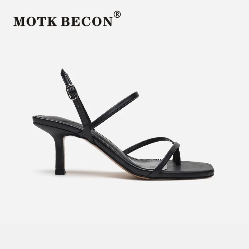 

2021 New High Heels Leather Women Sandals Brand Luxury Designer Ladies Shoes and Sandals Summer Thin Heels Muller Slippers Y4