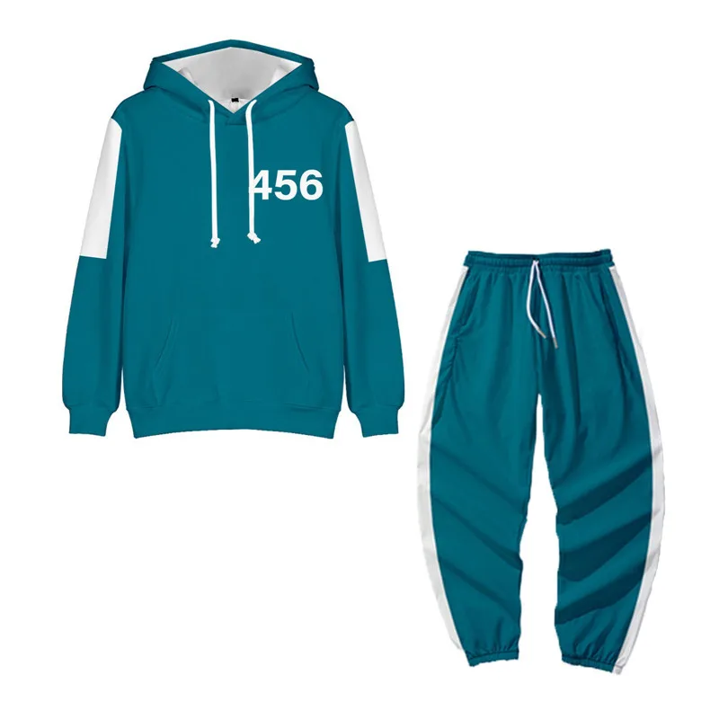 

Squid Game 456 Hooded Jacket Pants Round Six Men Women Costumes Cosplay Sports Zipper Cardigan Digital Printing Sweatshirts Set