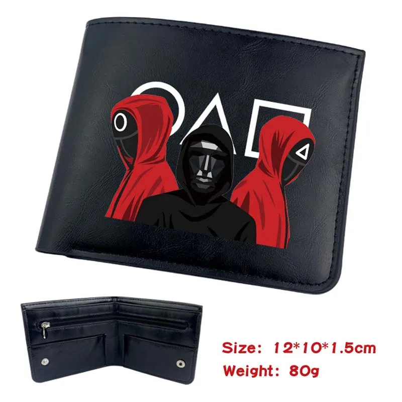 

Fashion Squid Game Wallets Cosplay Props Design Printing Black Pu Leather Wallet Men Bifold Credit Card Holder Short Purse Male