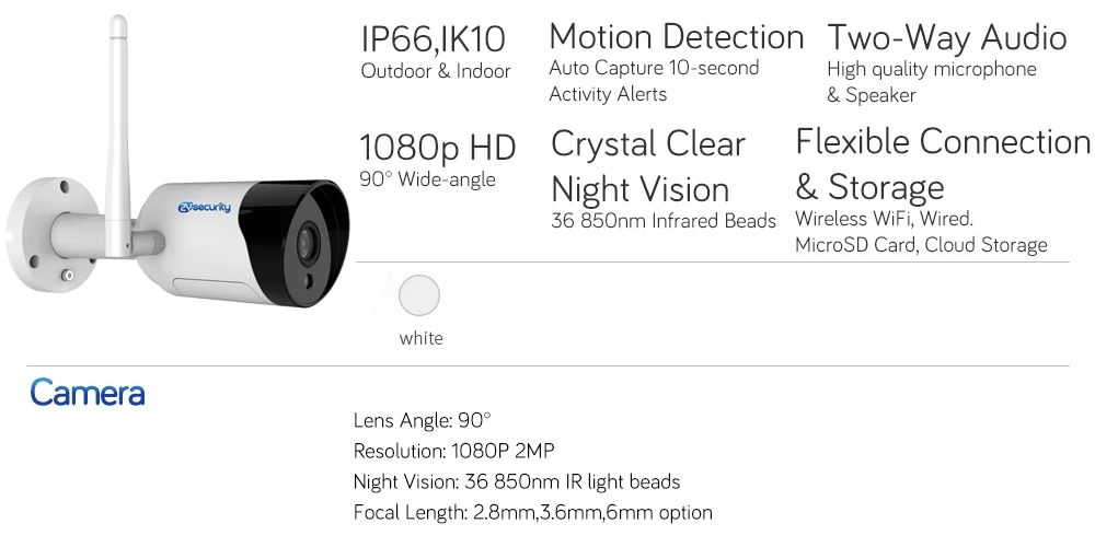 1080p Wi-Fi Камера на открытом воздухе приложение CamHi Onvif SD карты 2-полосная аудио сигнализация, ночное видение, Цвет Ночное Видение видеонаблюдения Камера IP