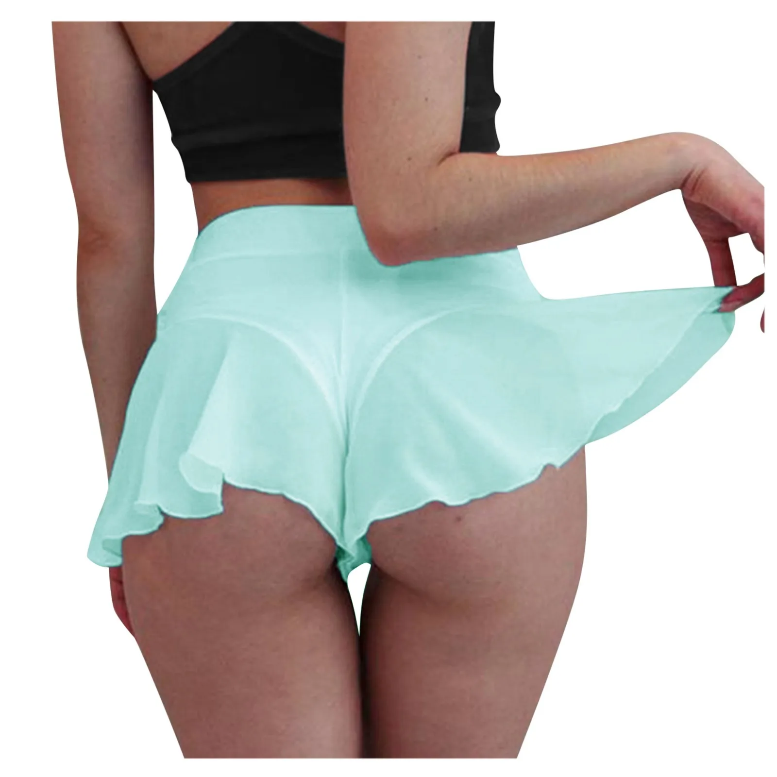 

New Female High Waist Pole Dance Ruffled Shorts Hot Pants Mini Tight Bikini Summer Shorts Femme Casual Ladies Colorful Shorts