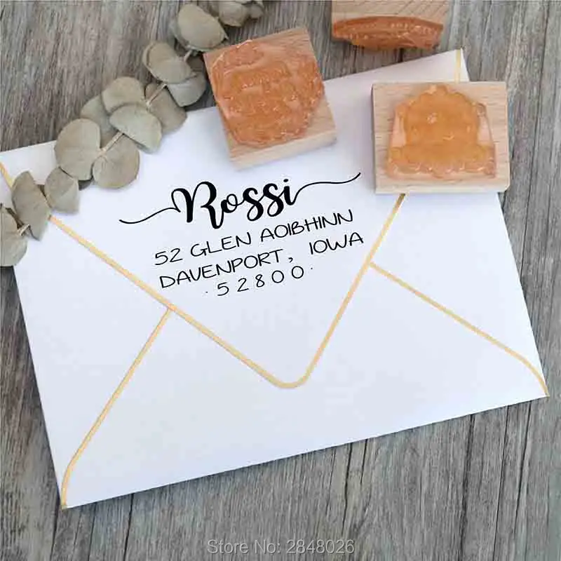 Свадебный штамп на заказ-адрес возврата деревянный резиновый штамп, бизнес штамп, самостоятельный штамп, персональный штамп,