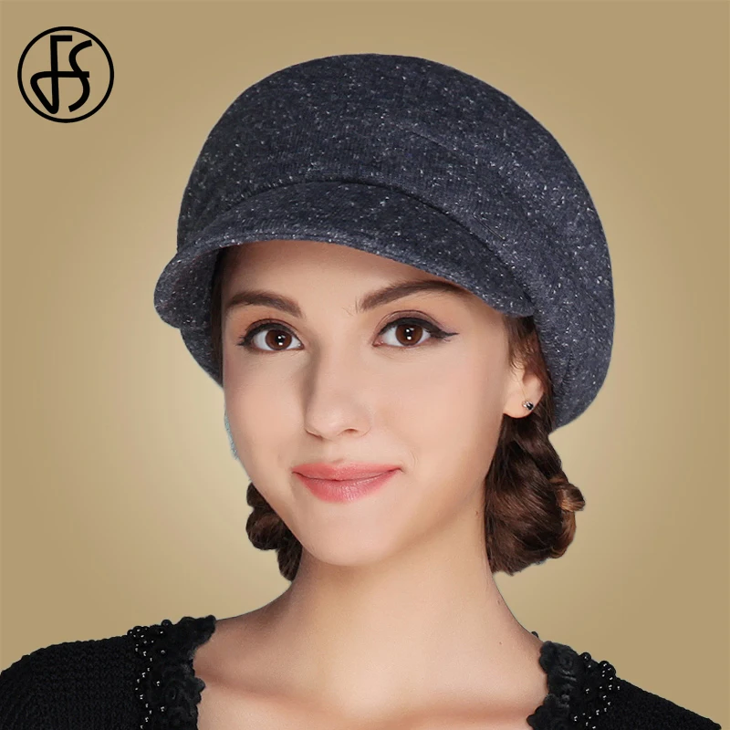 Женская теплая шерстяная шапка FS однотонная уличная фиолетового синего красного