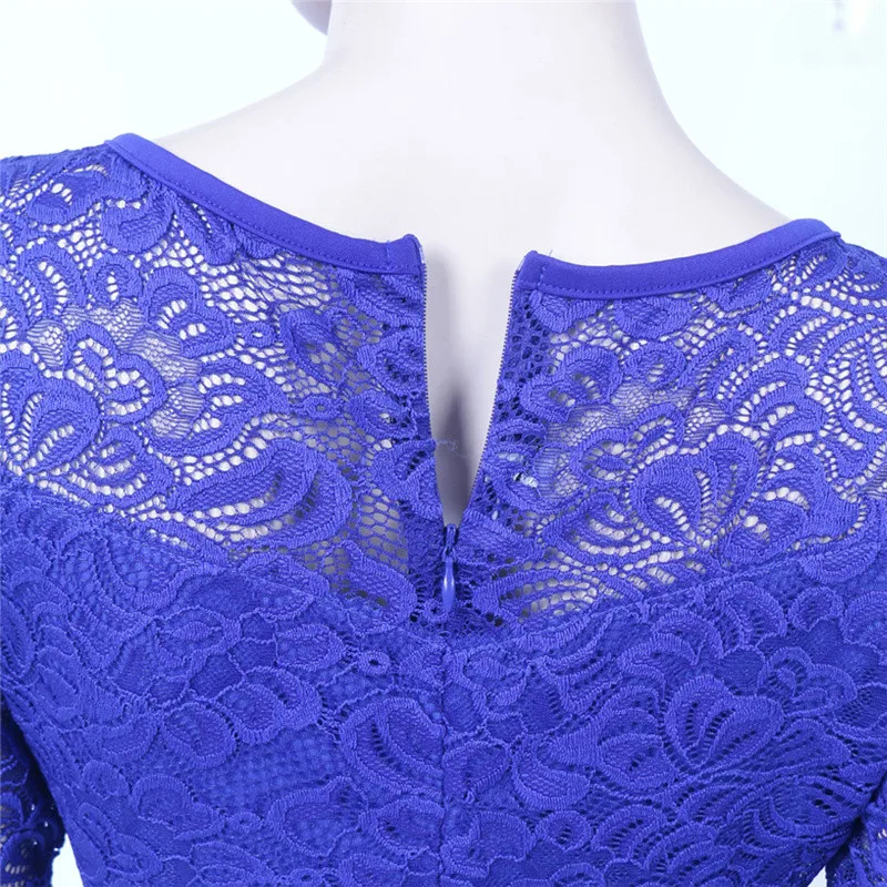 

Summer Dress Women 2021 New Fashion Europe America Plus Size Lace Sexy Slim Short Sleeve Blue Red Party Dresses Feminina LR1031