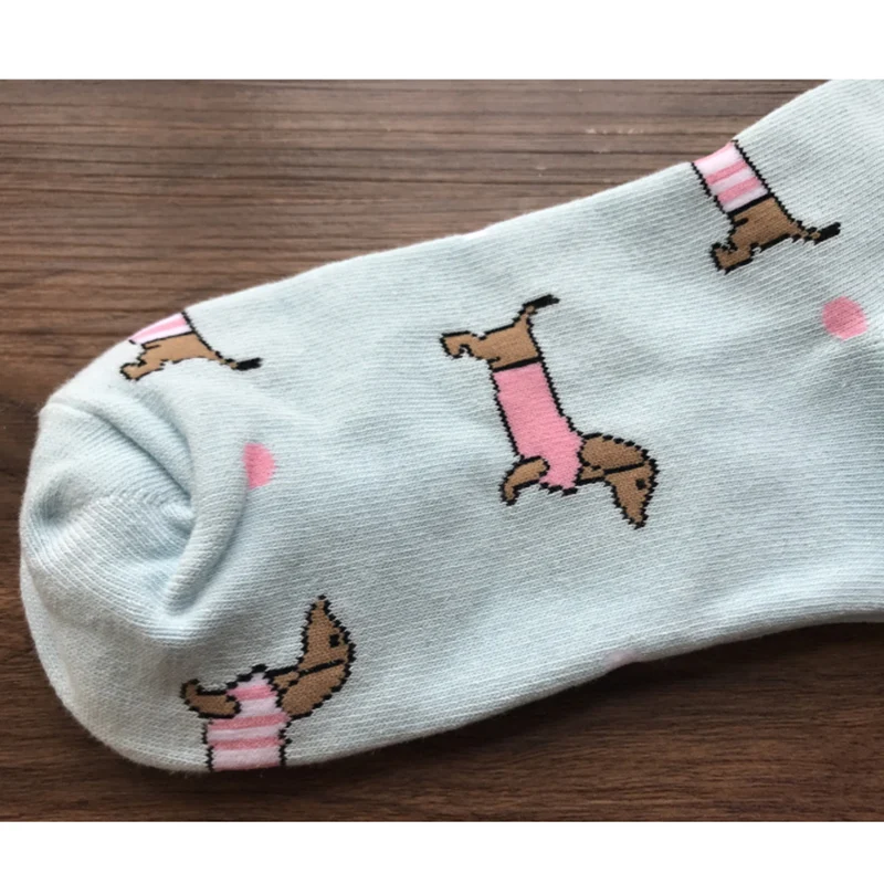 Носки такса милые сумасшедшие носки Роскошные Синие для сосисок женские