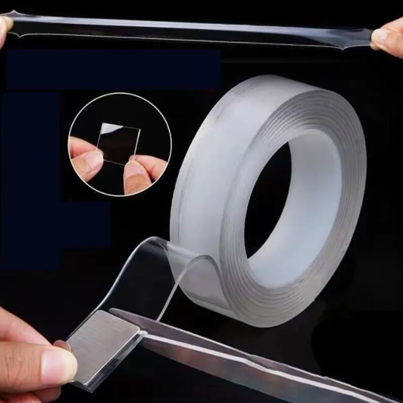 

1M/3M/5M Reusable Waterproof Adhesive Tape Cleanable Double-sided Nano Tape Double Sided Transparent Tape