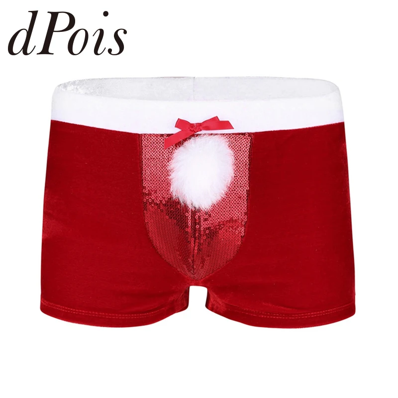 Красное мужское рождественское нижнее белье с низкой посадкой бархатное