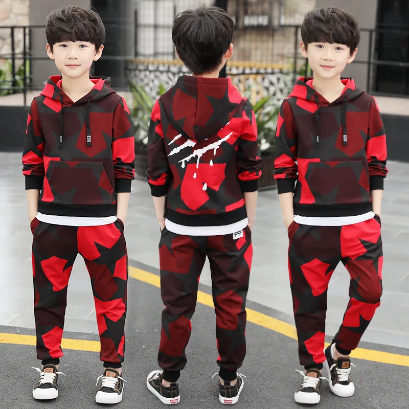 Teen Boys Clothes Set Kids Tracksuit Camouflage Costume Hoodies Tops Pants Children Clothing Outfits 4 6 8 9 10 12 14 Years | Детская