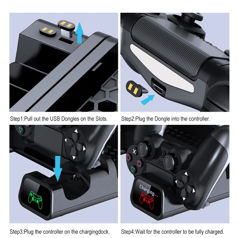 for ps4ps4 slimps4 pro vertical stand led cooling fan dual controller charger charging station for sony playstation 4 cooler free global shipping