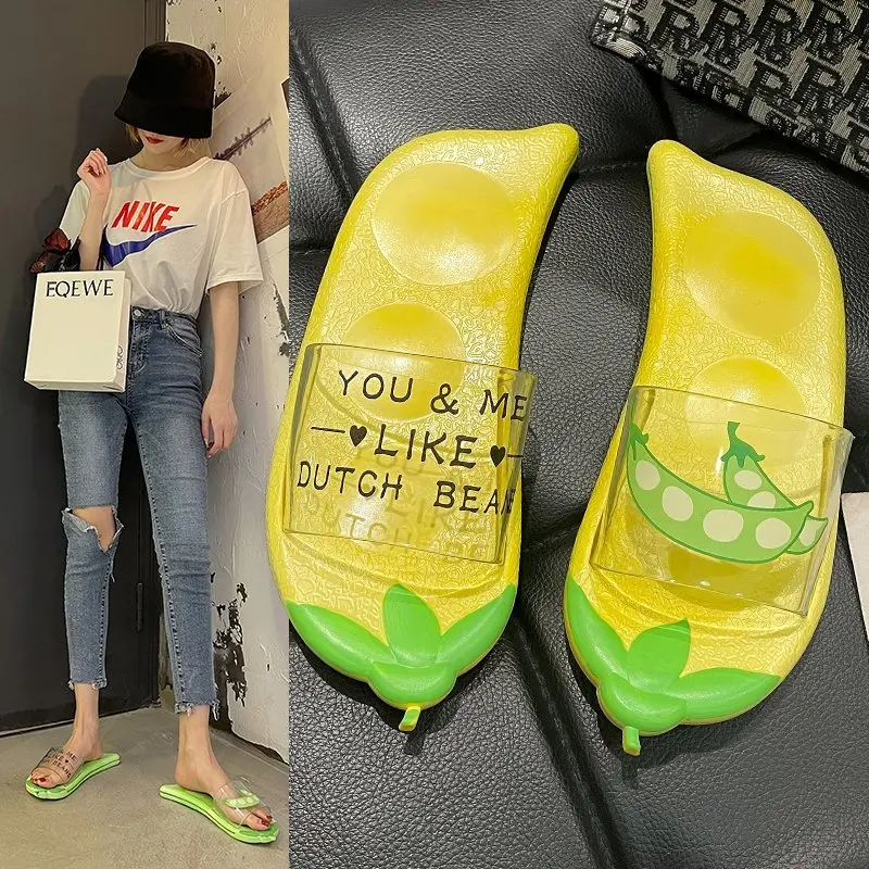 

Slippers Women Summer New Fashion Women's Slippers 2021 Pea Pods Slippers Home Indoor Shoes Bathroom Non-slip Women's Shoes