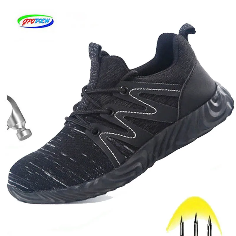 Модные летающие тканые рабочие ботинки Противоударная антипирсинговая Рабочая