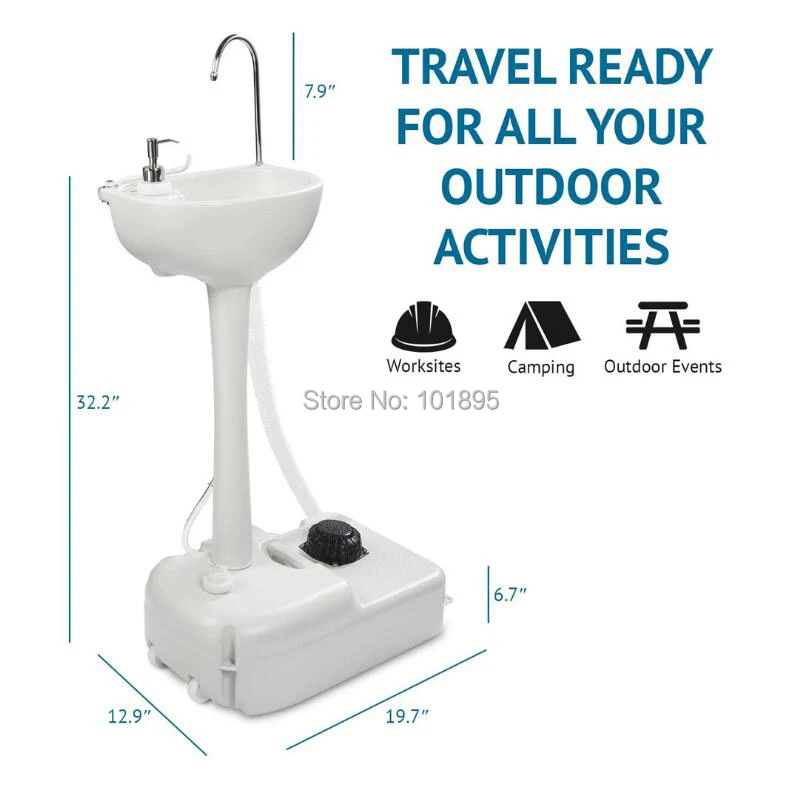 

White Color Plastic Material Simple Leisure Portable Outdoor Foot Faucet with Wash Basin