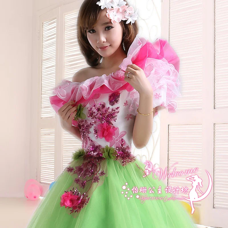 Женское платье в пол с жемчужинами Тюлевое для выпускного вечера 3d цветами V