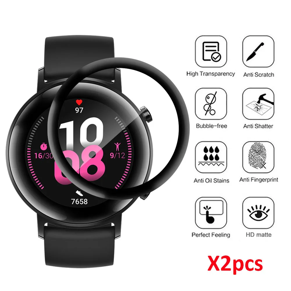 1 2 шт закаленное стекло без пленки для Huawei Watch GT2 42 мм Защитные E GT 2E 46 полная