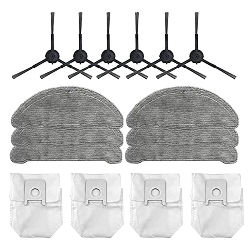 

16 Pcs for Roidmi Eve Plus Robot Vacuum Cleaner Replacement Accessor Mops Cloths Dust Bags Side Brush