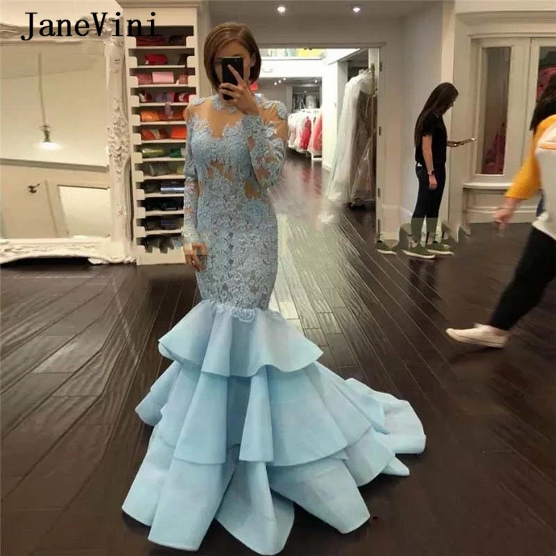 Женское платье с длинным рукавом и круглым вырезом из органзы | Свадьбы торжества