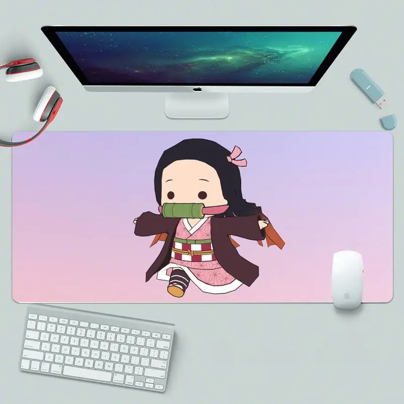 Игровой коврик для мыши Nezuko с фиксирующимся краем большой игровой XL клавиатуры