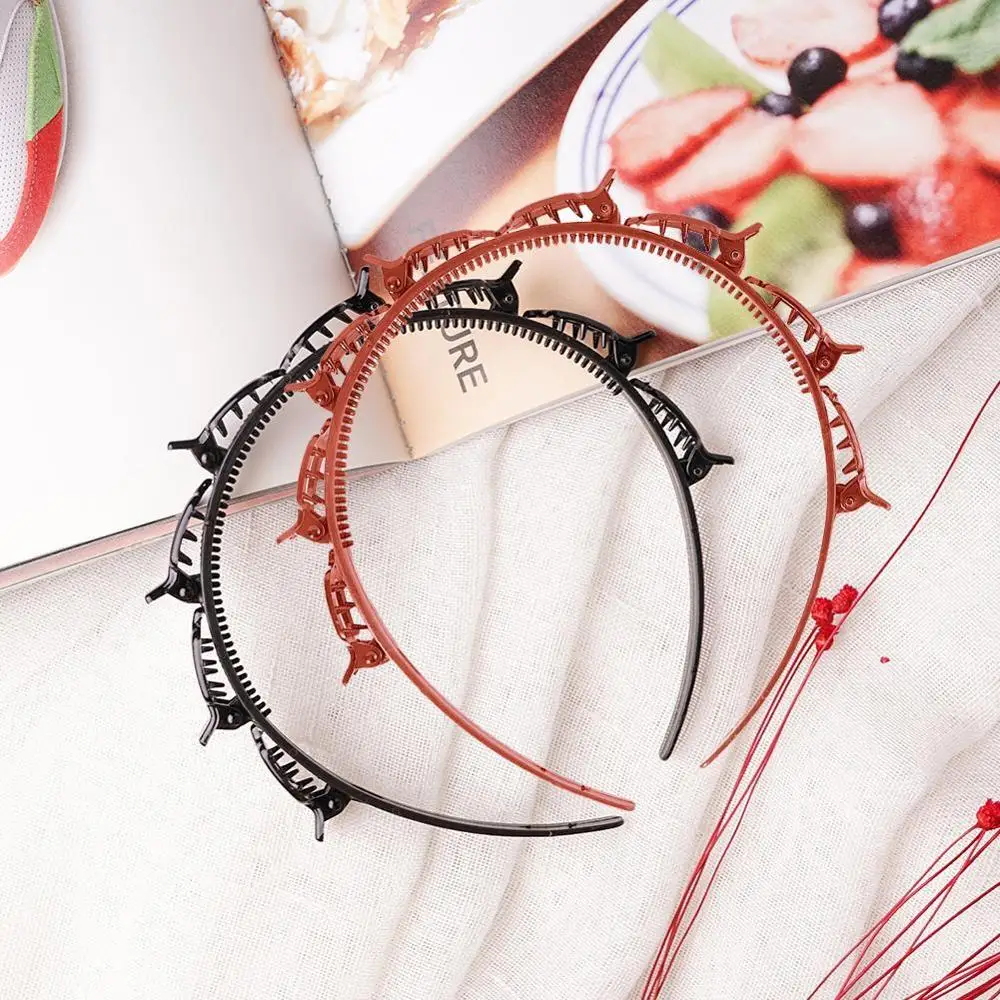 Двойная челка заколка для волос повязка на голову женщин двойная плетеная