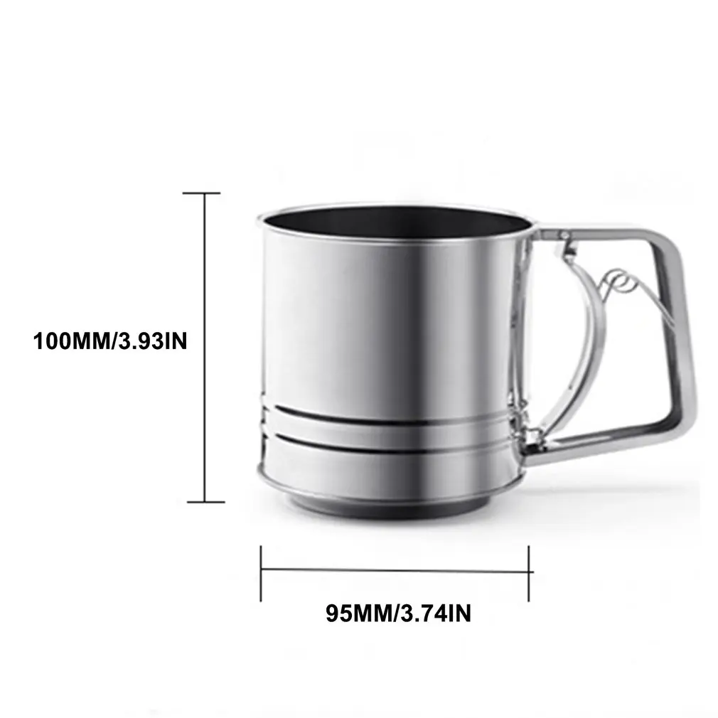 

Hand-held Stainless Steel Household Flour Sieve Cup Hand-pressed Flour Sieve Baking Tool Kitchen Supplies Small Size
