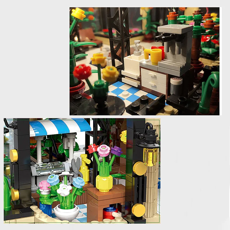 

2147pcs Botanical Garden Set Model Building Block With Light Version Street View Decoration Bricks Educational Kids Toys Gifts