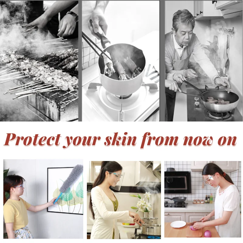 Dust-Proof Face Protective Kitchen Transparent Shield Anti-Oil Onion Goggles Mask Saliva Splash Guard Cooking Tools | Дом и сад