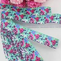 58flowers heat transfer printedelastic foe 16mm diy girls handmade bow ribbons for degift wrap tape ribbons