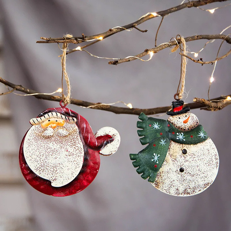 

Украшения для рождественской елки в виде снеговика, Санта-Клауса, ангела, подвесные Подвески, железные поделки, новогодний и Рождественский...