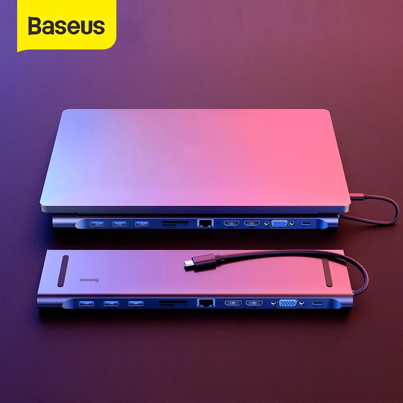 

USB-концентратор Baseus с портом USB Type-C на VGA, RJ45